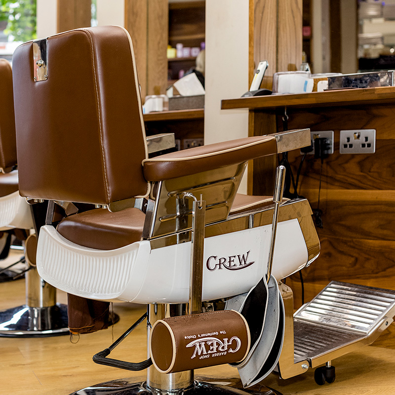 brown leather barbers chair